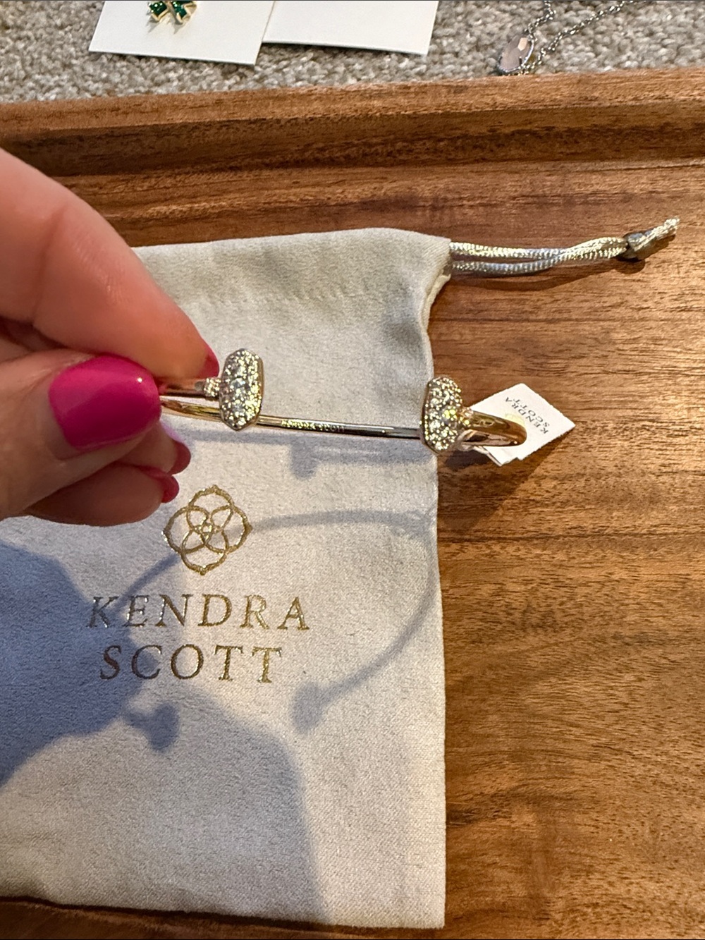 Kendra Scott Rose Gold Pave Grayson Cuff Bracelet with Crystal Accents
